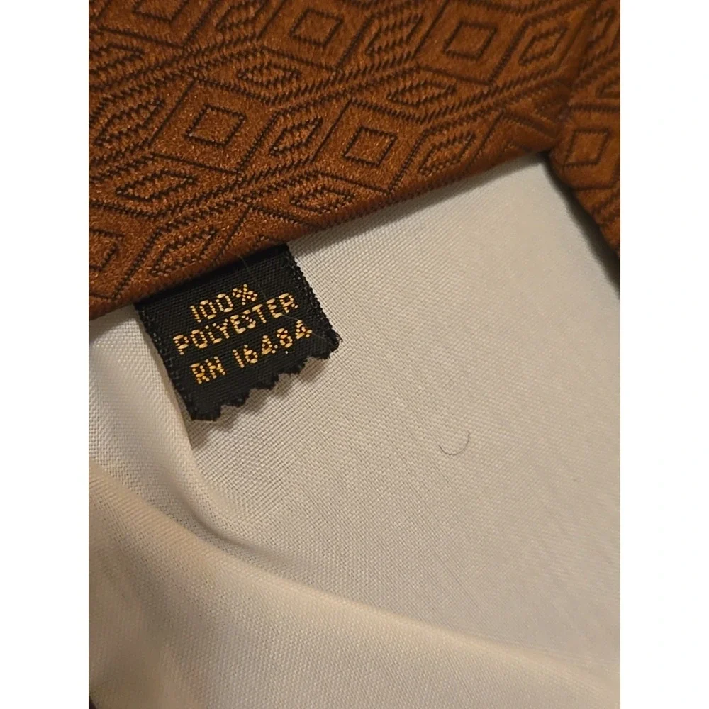 Vintage Towncraft Deluxe Tie Mens Brown Textured Geometric 70s Retro 4